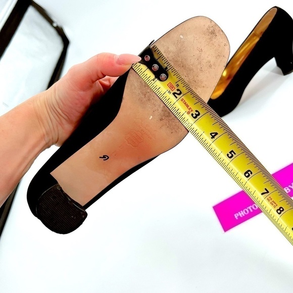 Nina Velour Block Heel Shoes Black Size 8 M Made in Spain - Picture 8 of 13